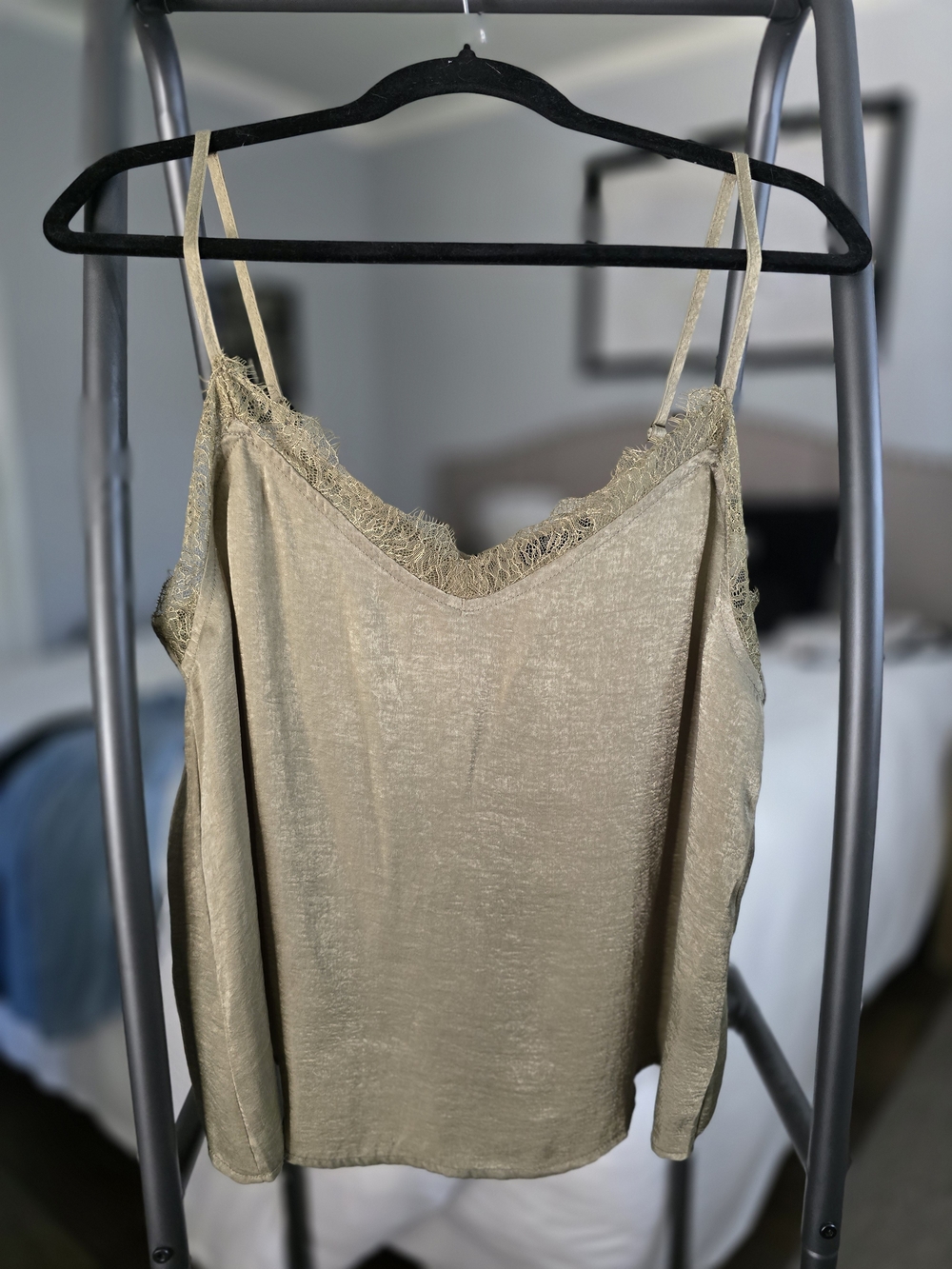 Cotton On Lace-Trim Satin Cami Top in Champagne Gold